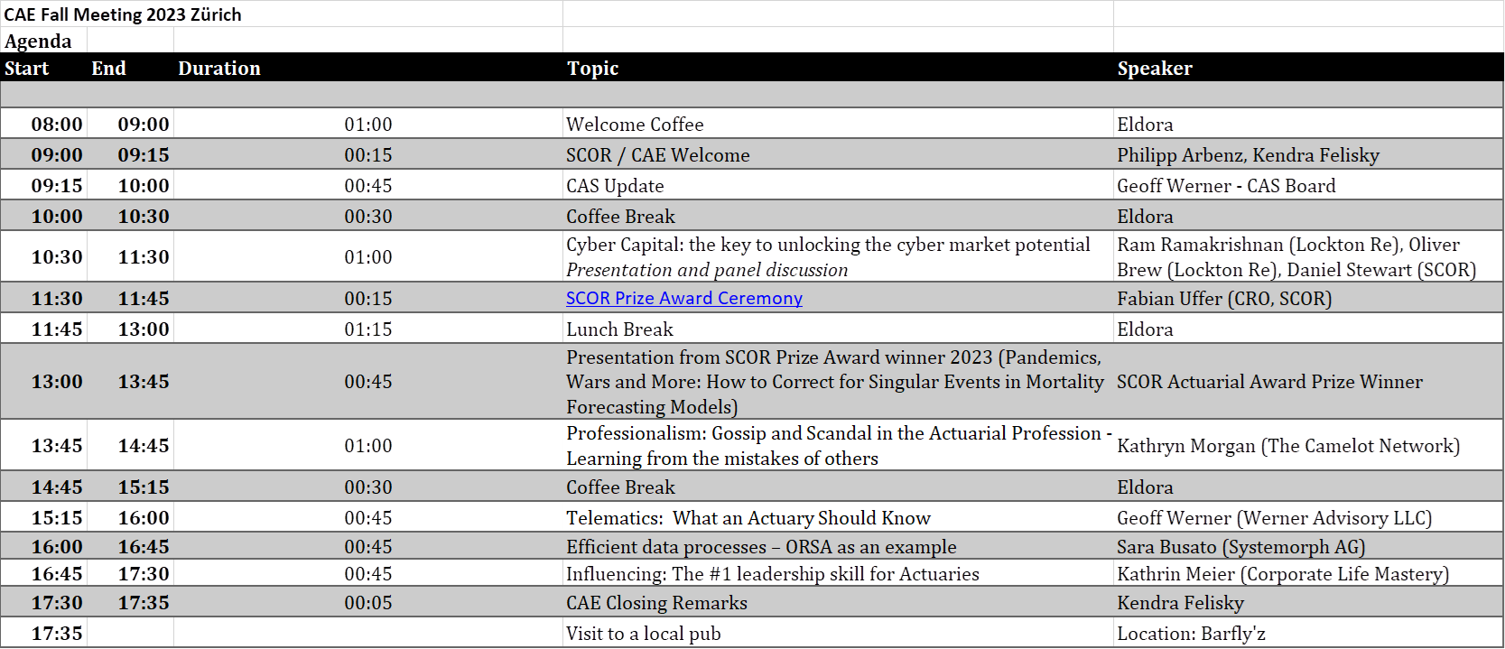CAE Agenda Fall 2023