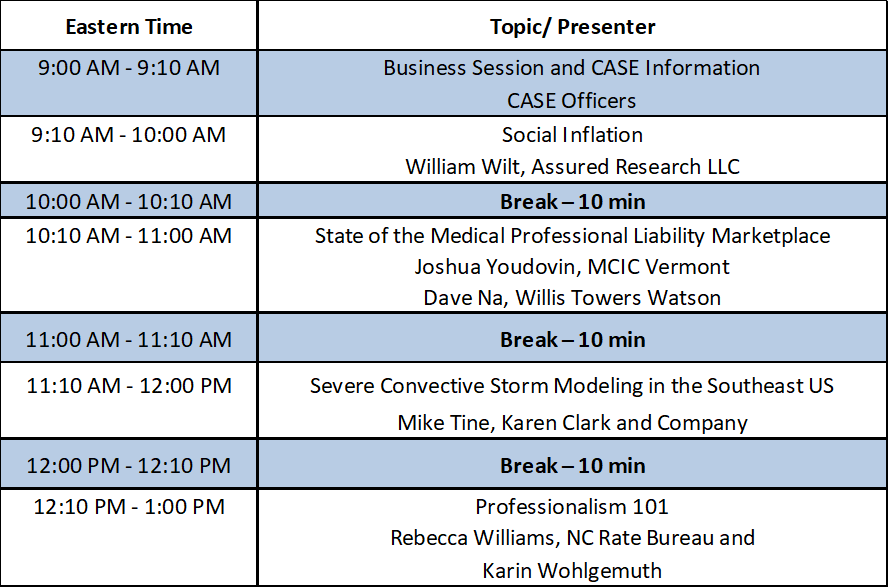 case 2021 fall agenda