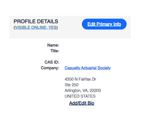Screenshot showing "Edit Primary Info" button on member profile