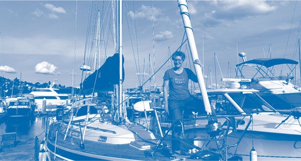 Rachel Hunter, FCAS, on her sailboard