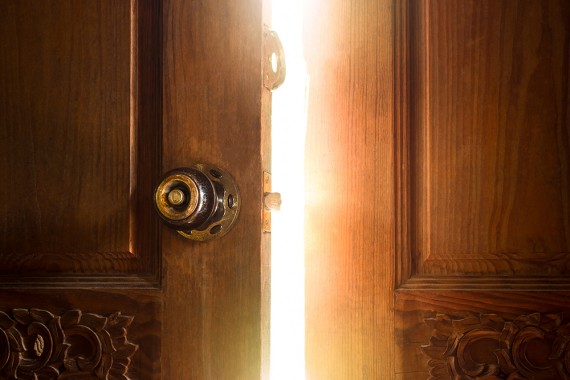 barrier door with light shining through