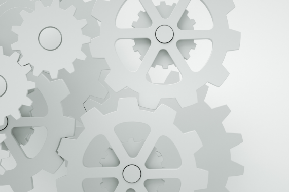 Spokes and Gears on grey background