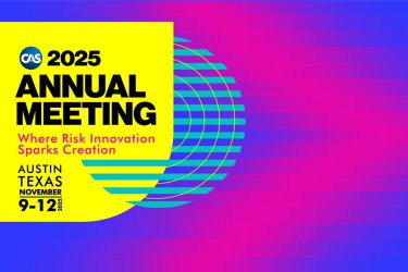 Bright, modern graphic for the CAS 2025 Annual Meeting in Austin, Texas, November 9–12, with the tagline “Where Risk Innovation Sparks Creation.”