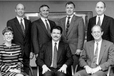 CAS Past President David Flynn, FCAS, sitting, far right, with members of the 1992 CAS Executive Council. 