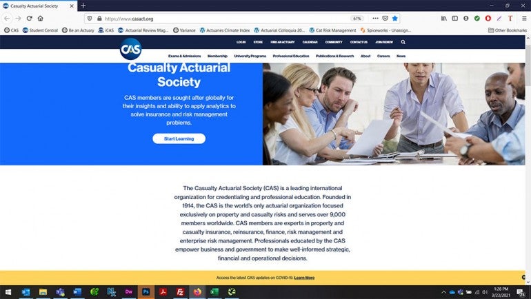 Screenshot of CAS homepage